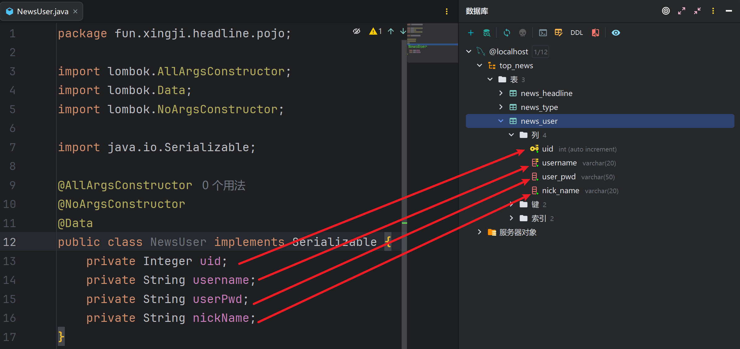 准备实体类和VO对象