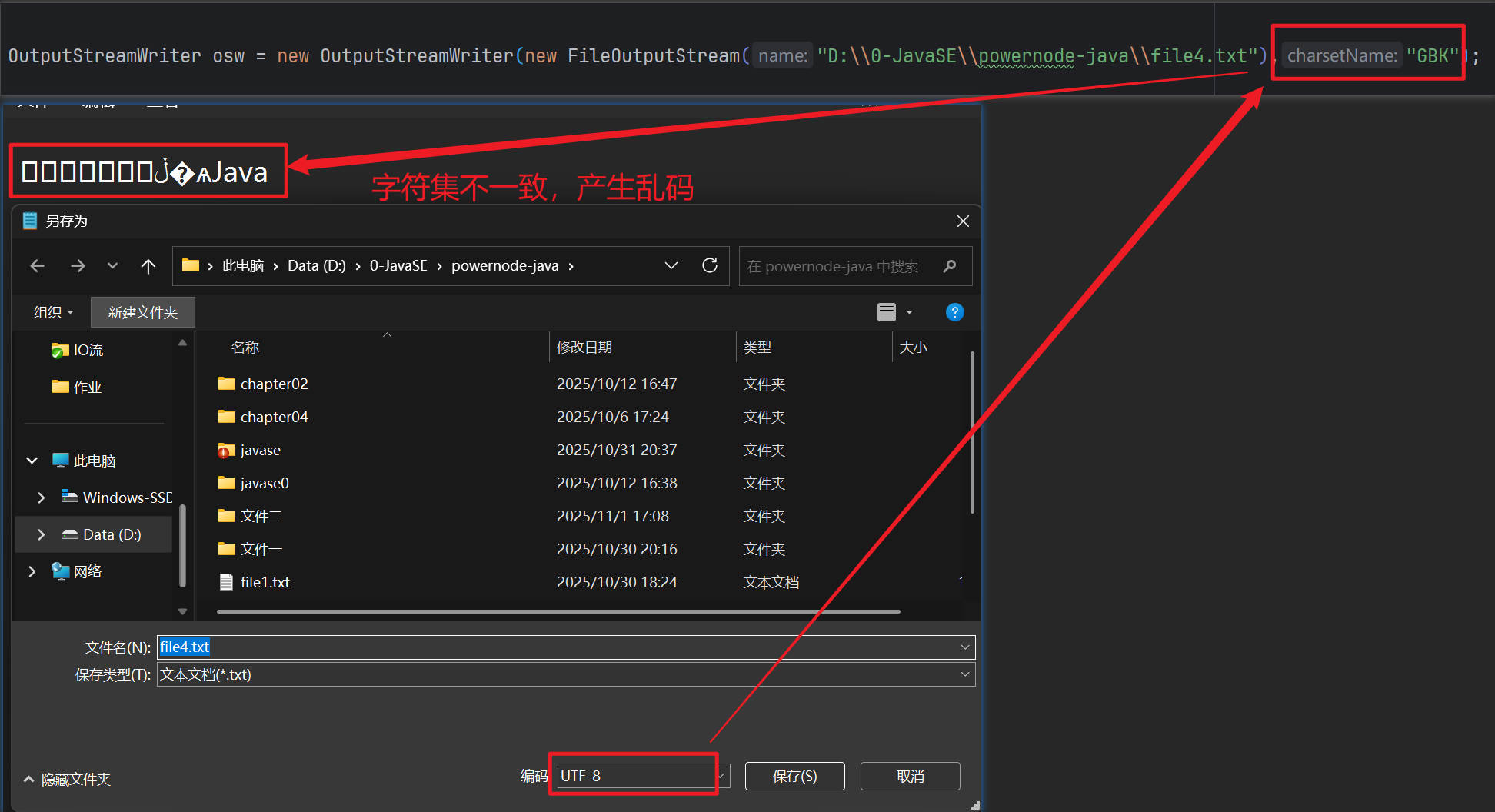 OutputStreamWriter（主要解决写的乱码问题）