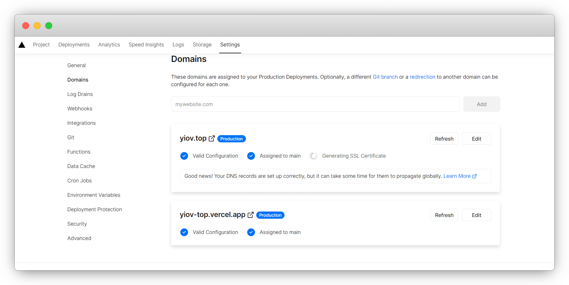 Vercel静态部署网站